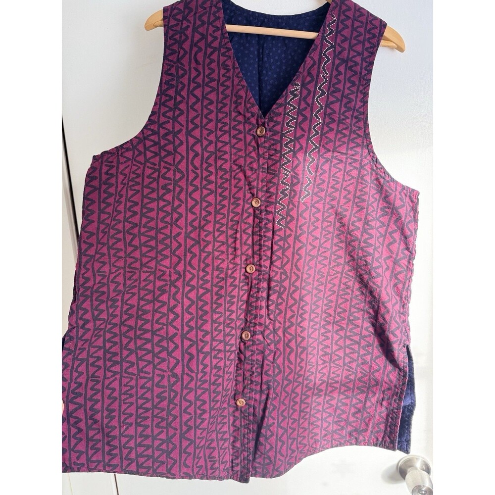 Vintage Reversible Vest Womens Large Beaded Embroidered 90s Double Sided Boho - Picture 9 of 16